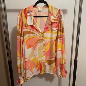Colorful Long Sleeve Women's Blouse